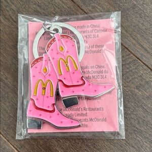 MCDONALD’S Shania Twain Collab Pink Cowboy Boots Keychain, Bag Charm Silver